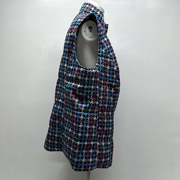 Woman Within Puffer Vest Sleeveless Full Zip Houndstooth Plaid Plus Size 14 16 - Picture 3 of 8